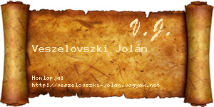 Veszelovszki Jolán névjegykártya