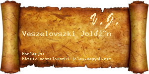 Veszelovszki Jolán névjegykártya